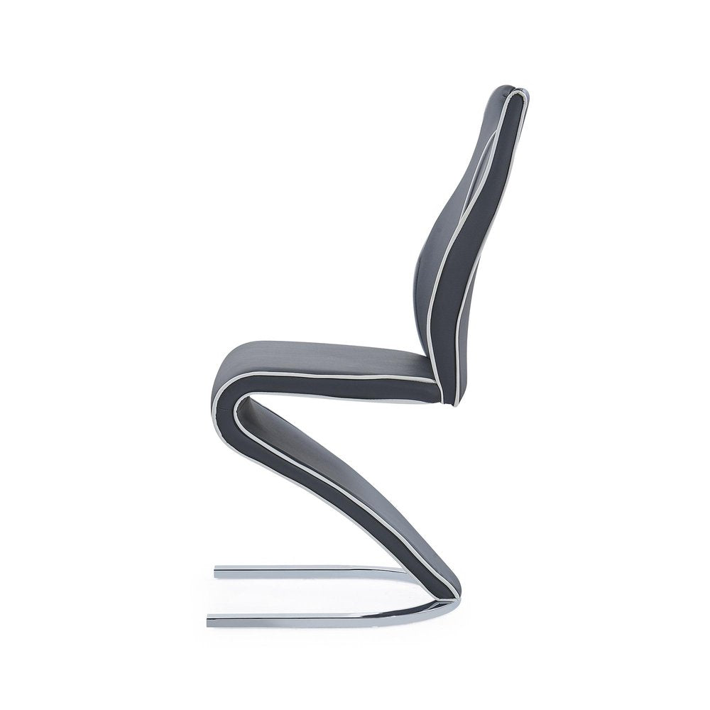 Set of Two Dark Gray And White Upholstery And Metal Dining Side Chairs HomeRoots