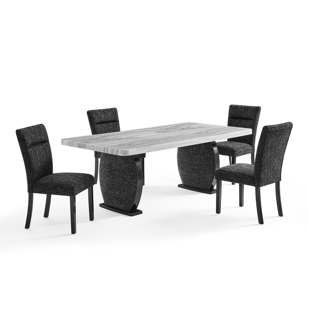 Set of Two Black Upholstery And Wood Dining Side Chairs HomeRoots