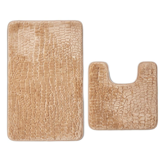 Set of two 0" X 24" Ivory Polyester Non Slip Bath Mat