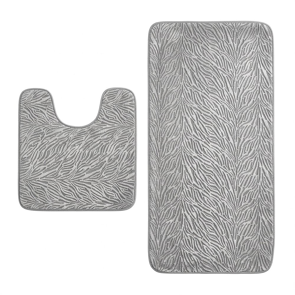 Set of two 0" X 24" Beige Polyester Non Slip Bath Mat HomeRoots