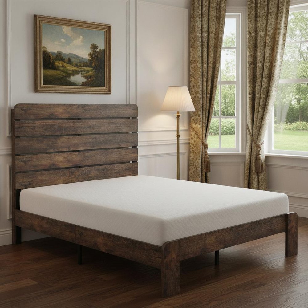 Dark Brown Metal And Solid Wood Queen Bed Frame HomeRoots