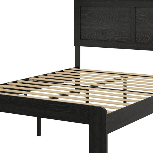 Black Metal Solid Wood And Wood Queen Bed Frame