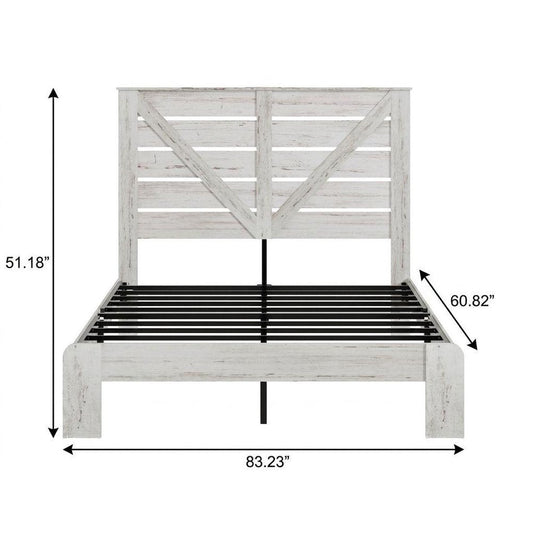 White Solid Wood Metal Steel And Wood Queen Bed Frame