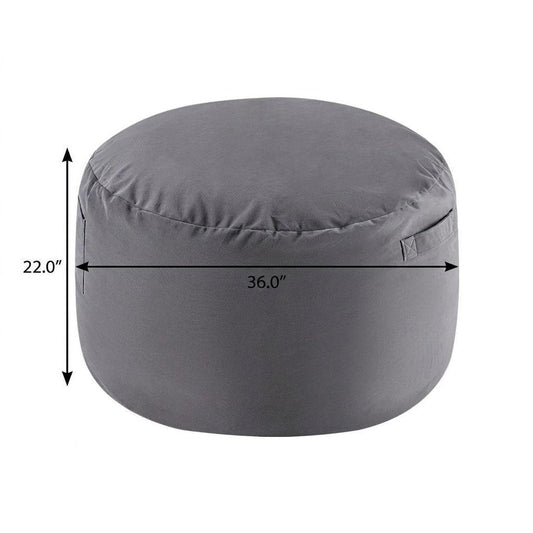 36" Gray Upholstered Bean Bag Chair