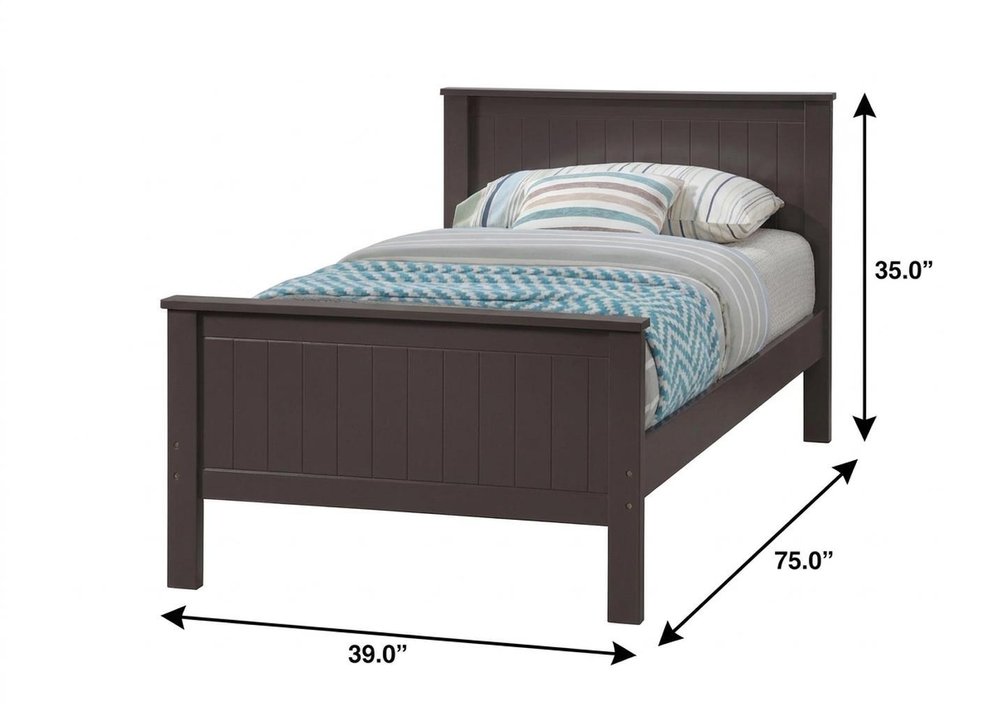 Chocolate Shiplap Texture Wood Twin Bed Frame HomeRoots