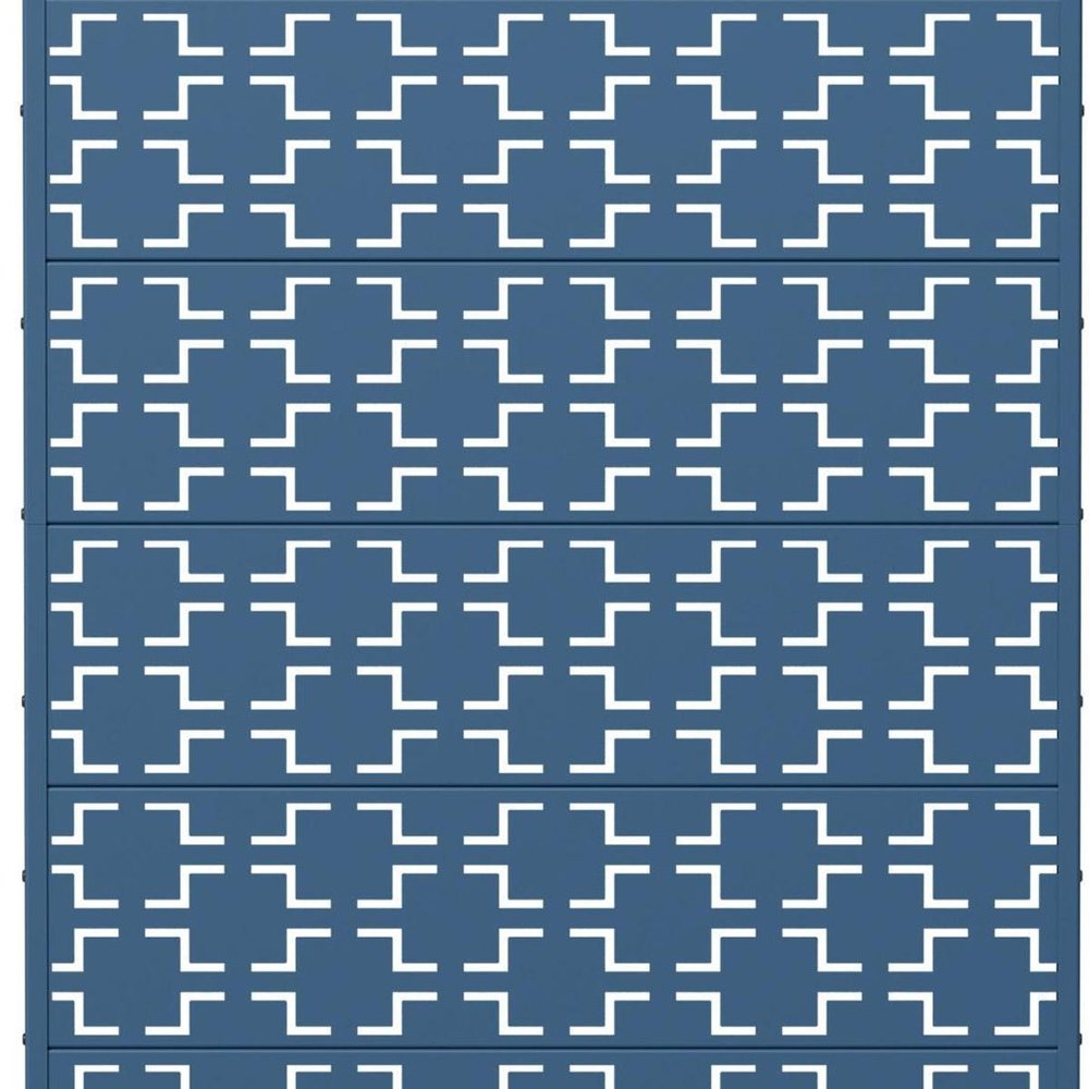 72" Blue Geometric Steel Six Panel Outdoor Privacy Screen HomeRoots