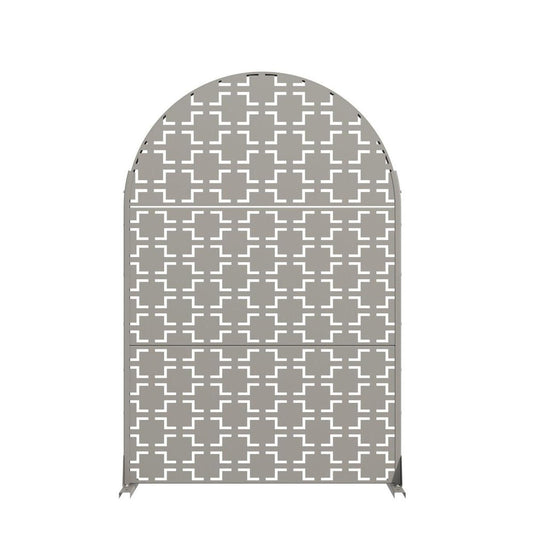 72" Gray Geometric Steel Three Panel Outdoor Privacy Screen