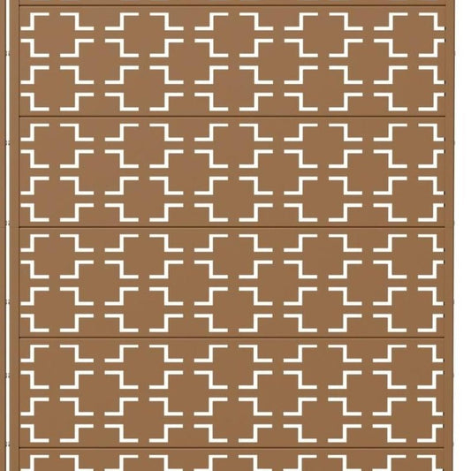Set Of Two Brown Geometric Steel 12 Outdoor Privacy Screen