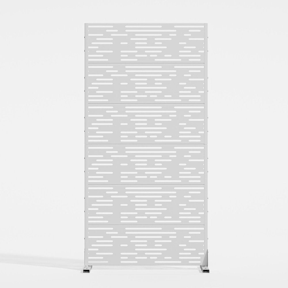 72" White Geometric Steel Six Panel Outdoor Privacy Screen HomeRoots