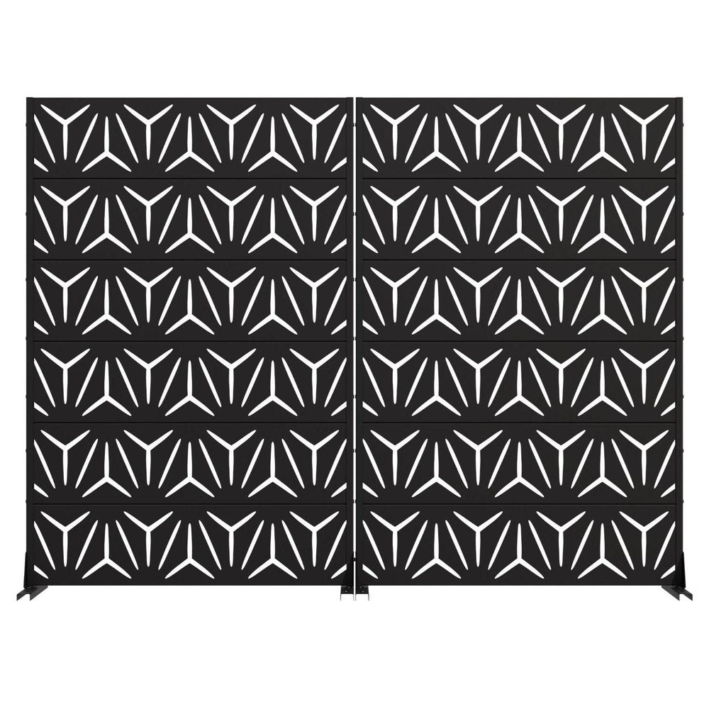 Set Of Two Black Geometric Steel 12 Outdoor Privacy Screen HomeRoots