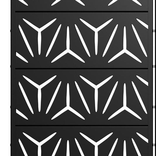 Set Of Two Black Geometric Steel Ten Panel Outdoor Privacy Screen