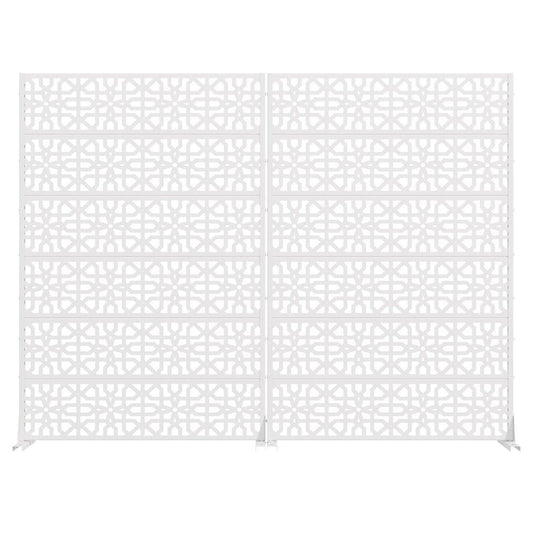 Set Of Two White Geometric Steel 12 Outdoor Privacy Screen