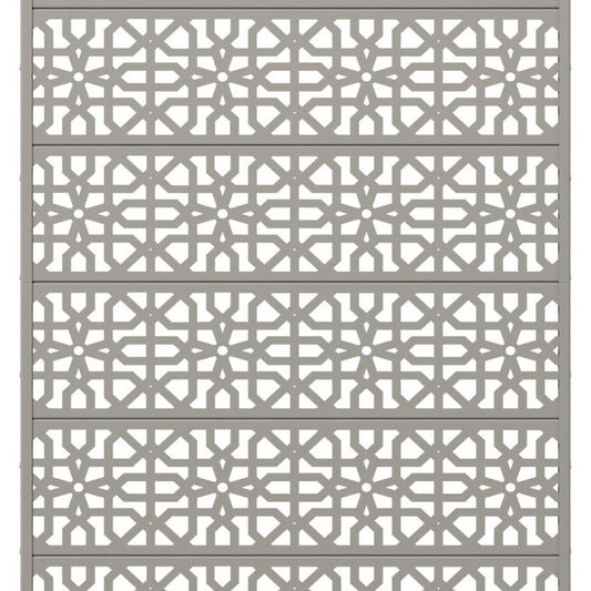 72" Gray Geometric Steel Six Panel Outdoor Privacy Screen