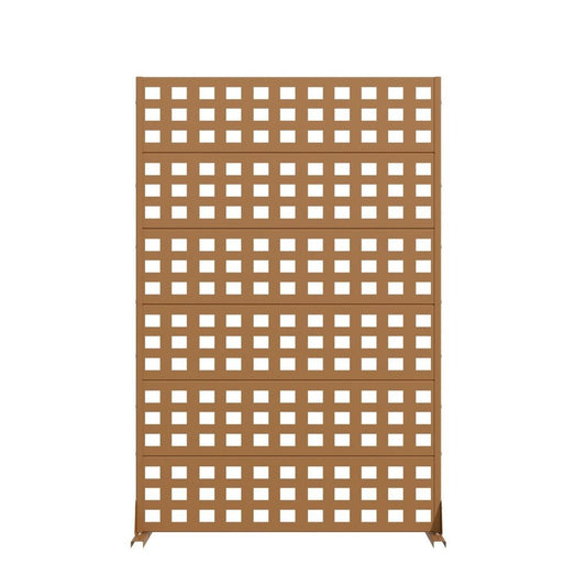 72" Brown Geometric Steel Six Panel Outdoor Privacy Screen