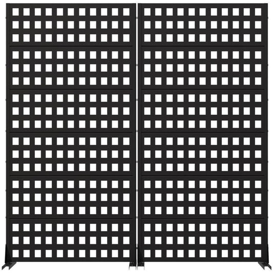 Set Of Two Black Geometric Steel 12 Outdoor Privacy Screen