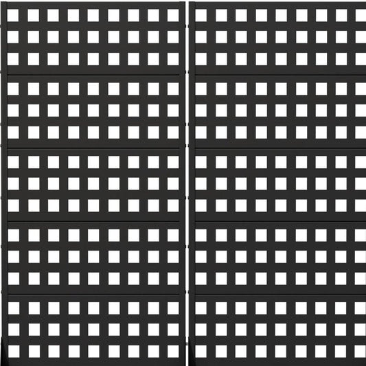Set Of Two Black Geometric Steel Ten Panel Outdoor Privacy Screen