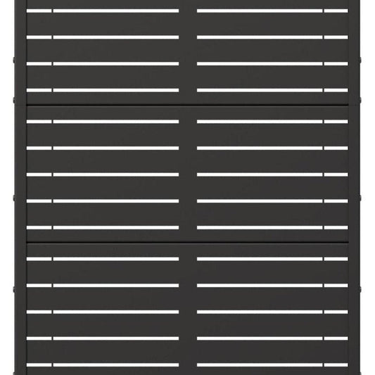 60" Black Geometric Steel Five Panel Outdoor Privacy Screen