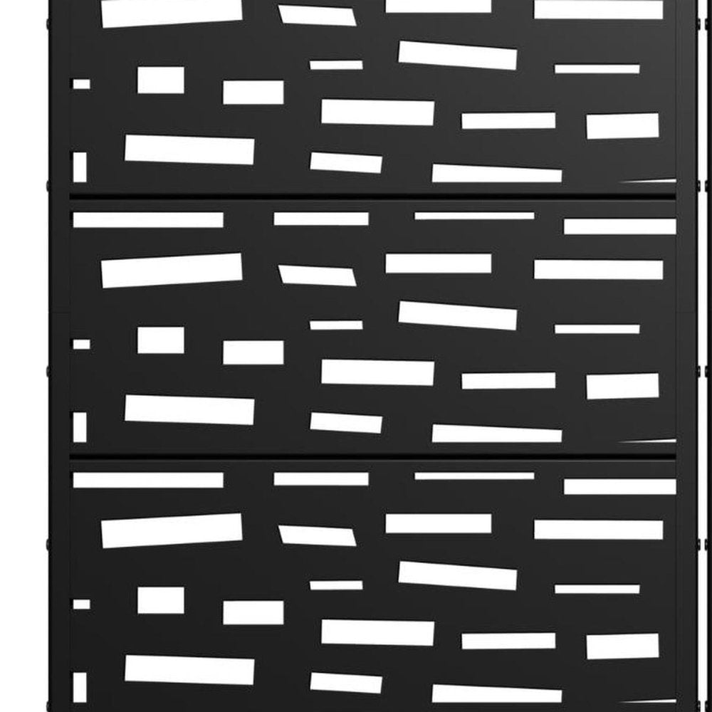 Set Of Two Black Geometric Steel Ten Panel Outdoor Privacy Screen HomeRoots