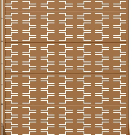 Set Of Two Brown Geometric Steel 12 Outdoor Privacy Screen
