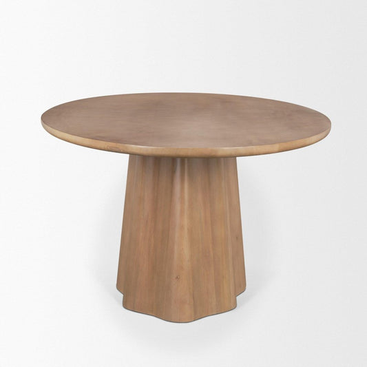 94" Brown Solid Wood Pedestal Base Oval Dining Table