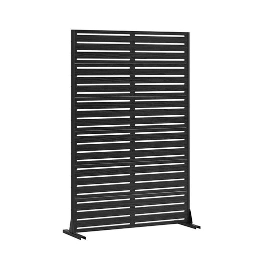 72" Black Striped Steel Six Panel Outdoor Privacy Screen