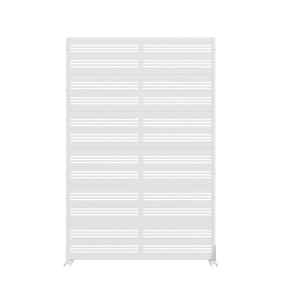 72" White Striped Steel Six Panel Outdoor Privacy Screen HomeRoots