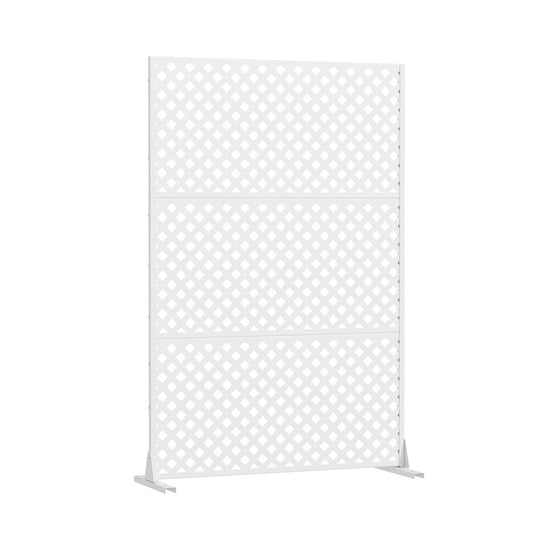 72" White Diamond Steel Three Panel Outdoor Privacy Screen