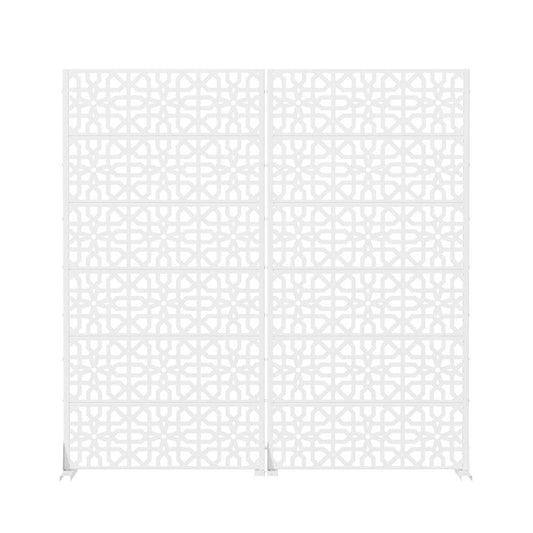 Set Of Two White Moroccan Steel 12 Outdoor Privacy Screen