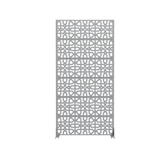 72" Gray Moroccan Steel Six Panel Outdoor Privacy Screen
