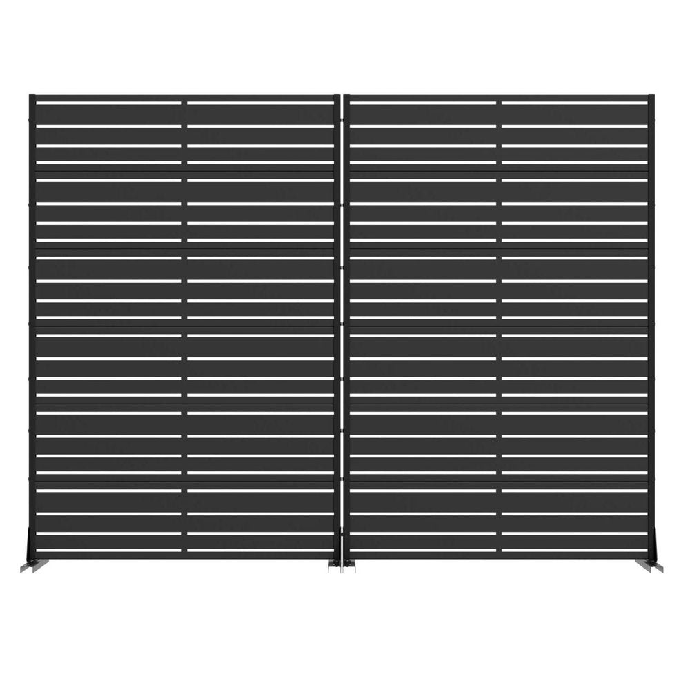Set Of Two Black Striped Steel 12 Outdoor Privacy Screen HomeRoots