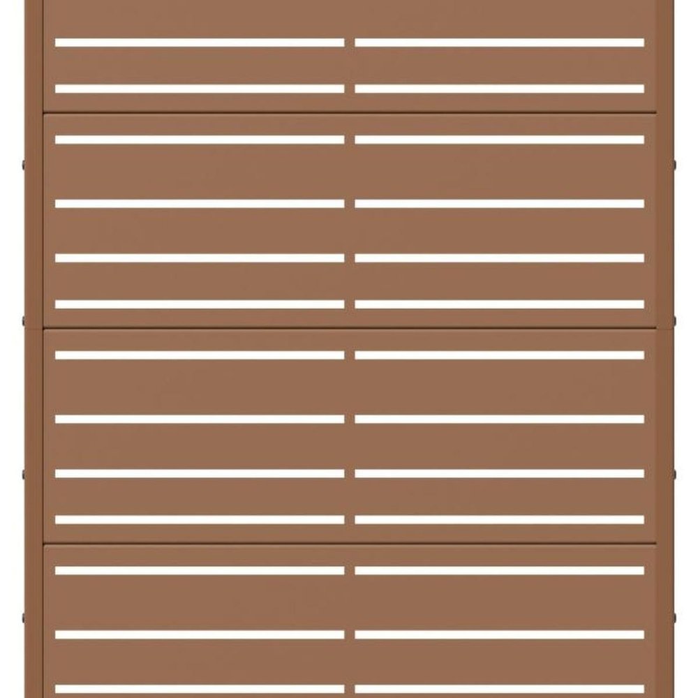 72" Brown Striped Steel Six Panel Outdoor Privacy Screen HomeRoots