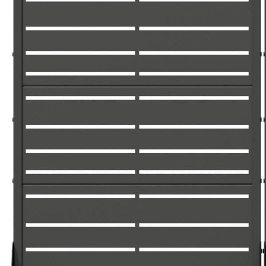 60" Black Striped Steel Ten Panel Outdoor Privacy Screen