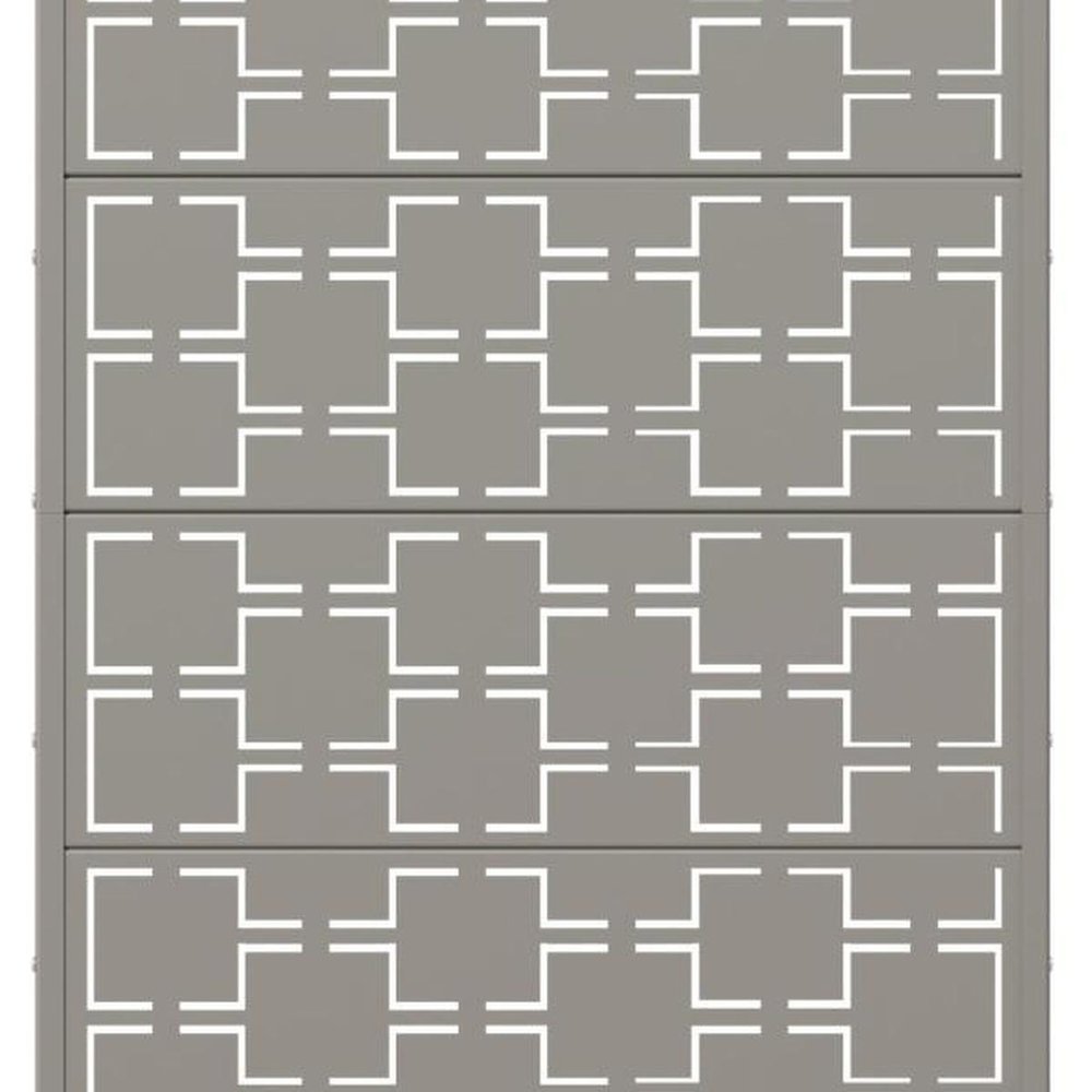 72" Gray Geometric Steel Six Panel Outdoor Privacy Screen HomeRoots