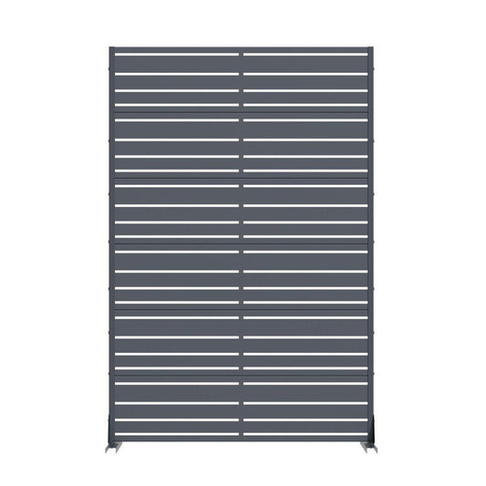72" Gray Striped Steel Six Panel Outdoor Privacy Screen
