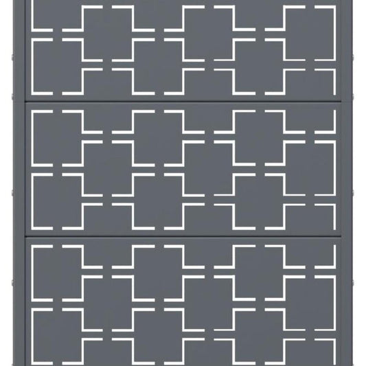 60" Gray Geometric Steel Five Panel Outdoor Privacy Screen