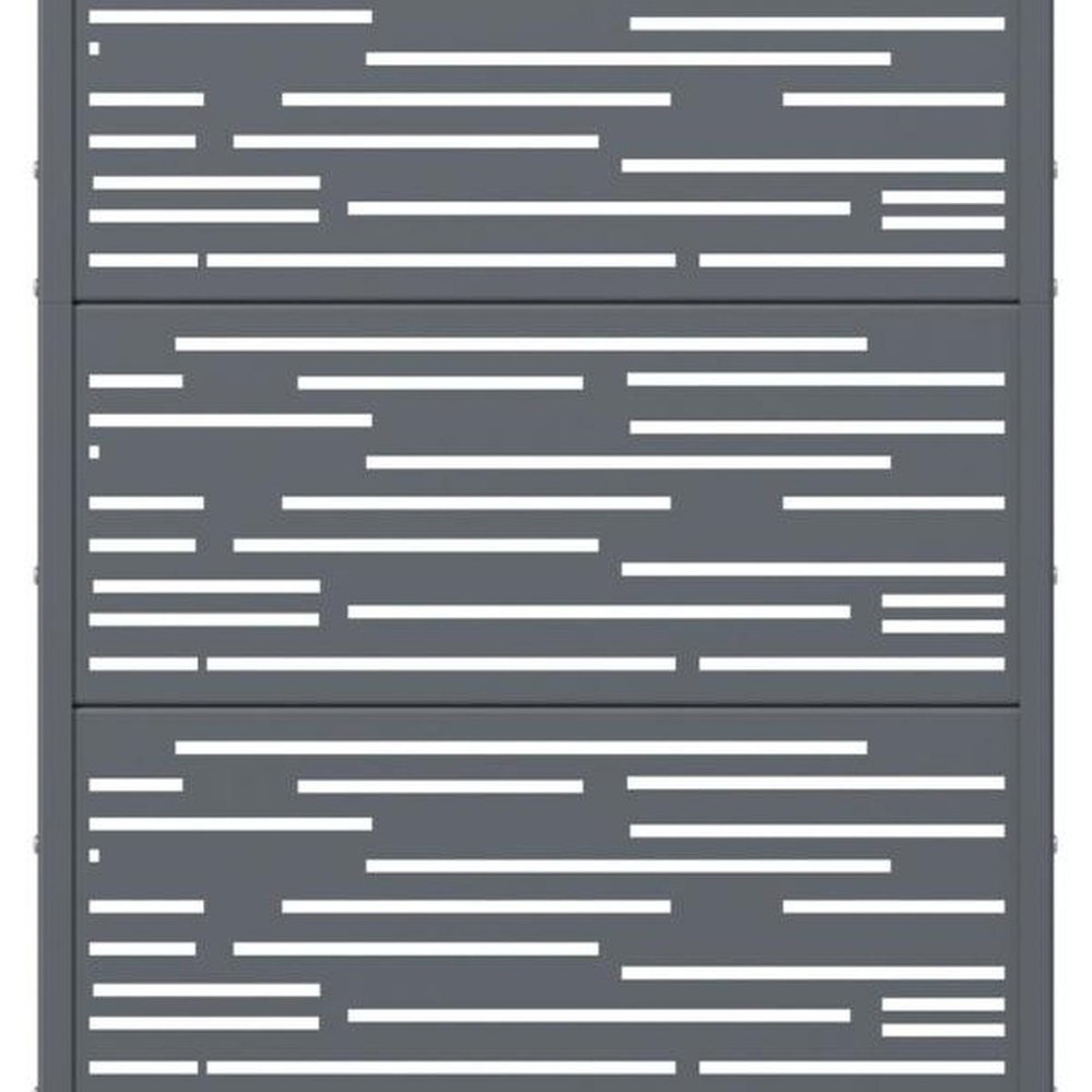 60" Gray Striped Steel Six Panel Outdoor Privacy Screen HomeRoots