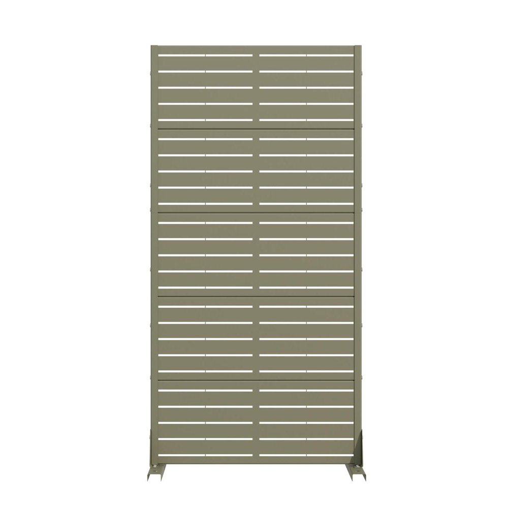 60" Gray Striped Steel Five Panel Outdoor Privacy Screen HomeRoots