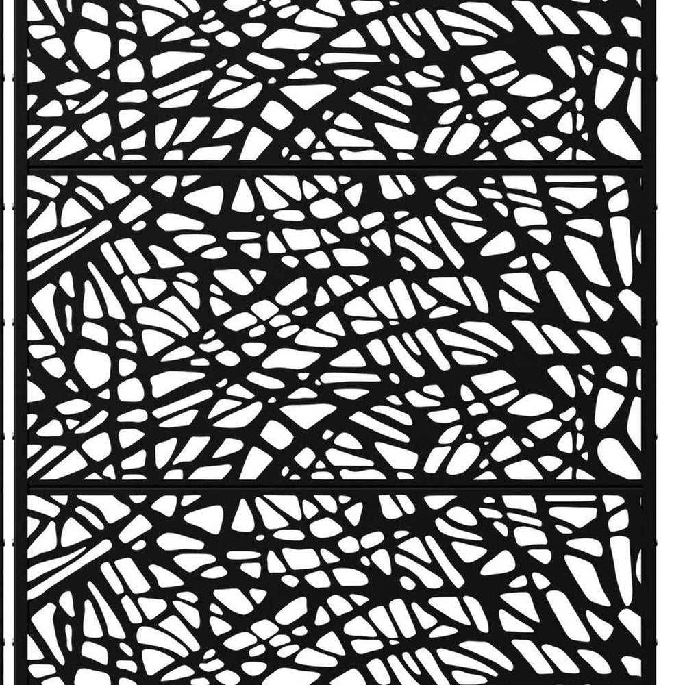 Set Of Two Black Abstract Steel Two Panel Outdoor Privacy Screen HomeRoots