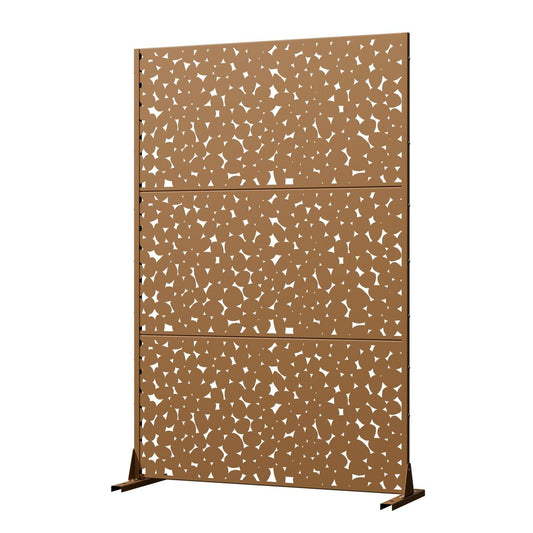 72" Brown Abstract Steel Outdoor Privacy Screen