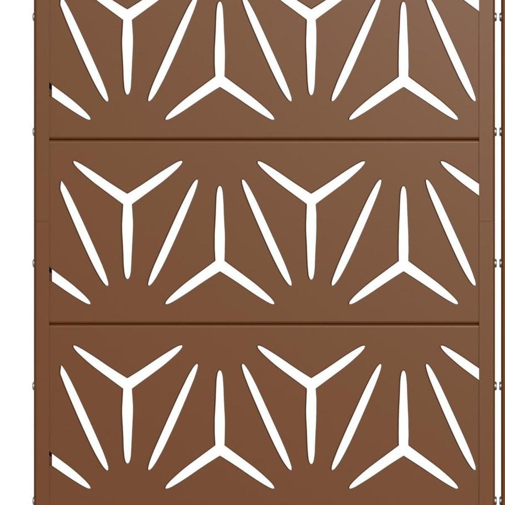 Set Of Two Brown Abstract Geometric Steel Two Panel Outdoor Privacy Screen HomeRoots
