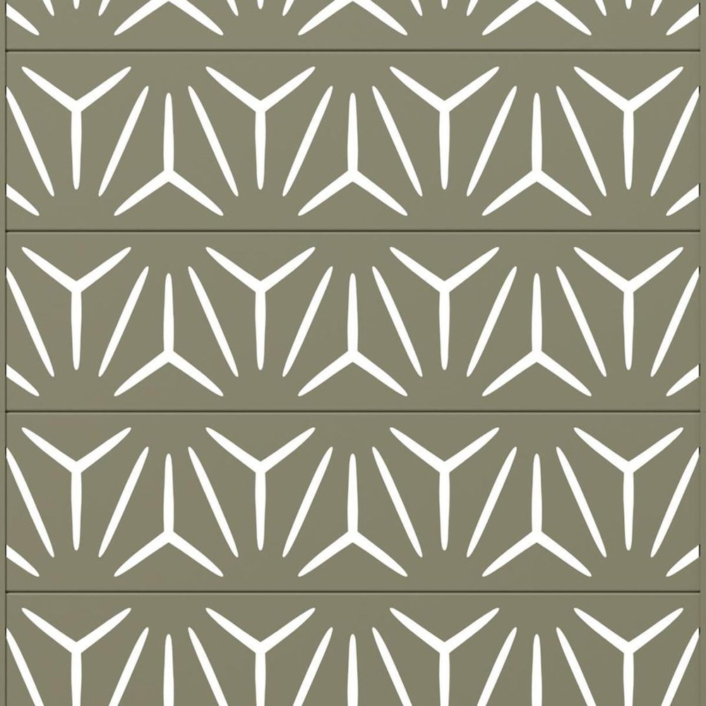 72" Gray Abstract Geometric Steel Outdoor Privacy Screen HomeRoots