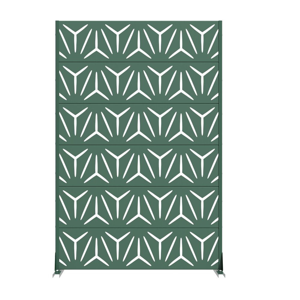 72" Green Abstract Geometric Steel Outdoor Privacy Screen HomeRoots