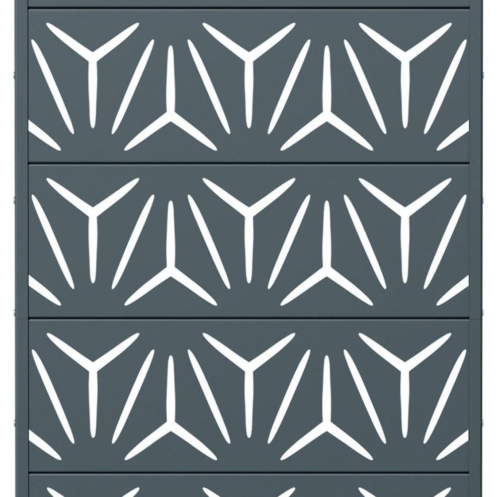 72" Gray Abstract Geometric Steel Outdoor Privacy Screen HomeRoots