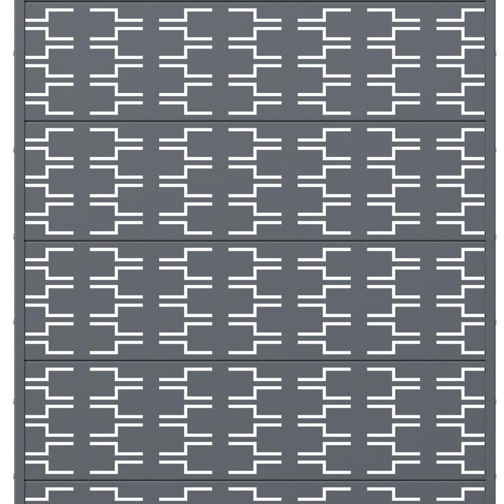 72" Gray Abstract Geometric Steel Outdoor Privacy Screen HomeRoots