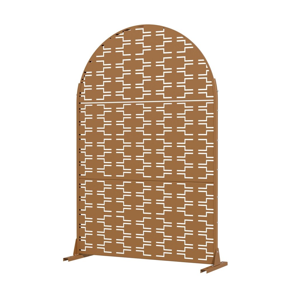 72" Brown Abstract Geometric Steel Outdoor Privacy Screen