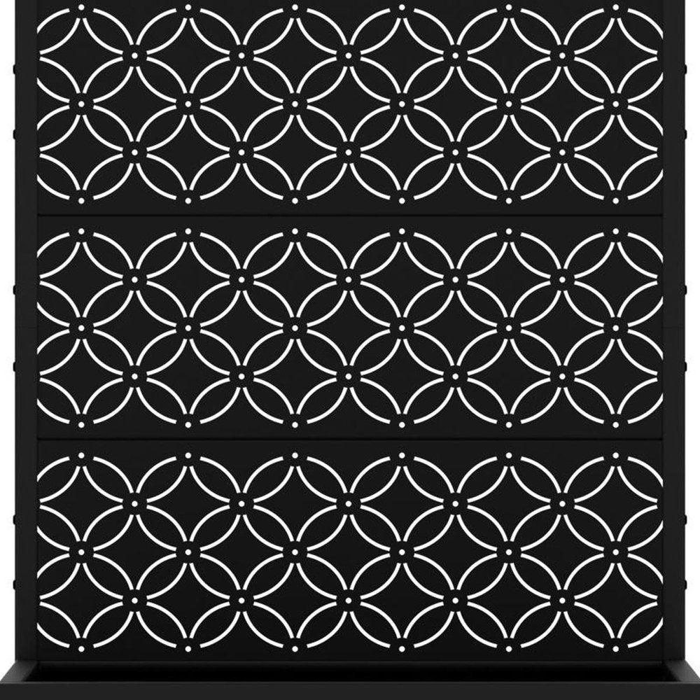 72" Black Abstract Geometric Metal Outdoor Privacy Screen HomeRoots