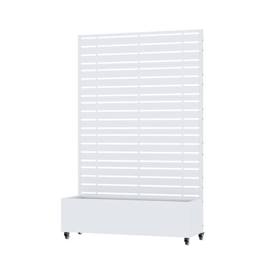 72" White Striped Metal Outdoor Privacy Screen