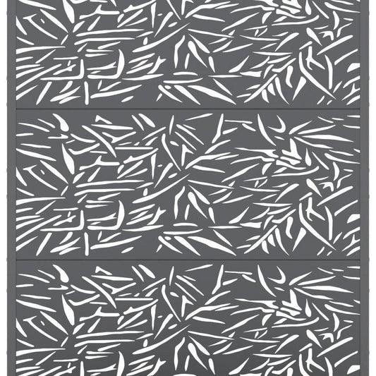 72" Gray Botanical Leaves Metal Outdoor Privacy Screen