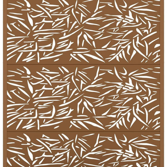 72" Brown Botanical Leaves Metal Outdoor Privacy Screen