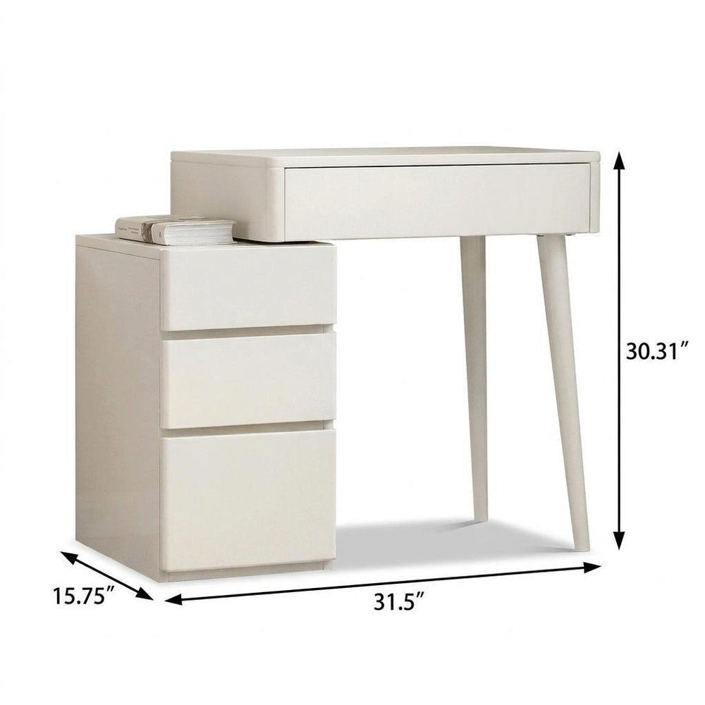 32" White Solid Wood Two Drawer Vanity Table HomeRoots